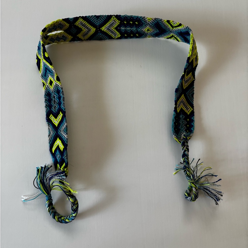Colorful Woven Cowboy Hat Band  with Fringe
